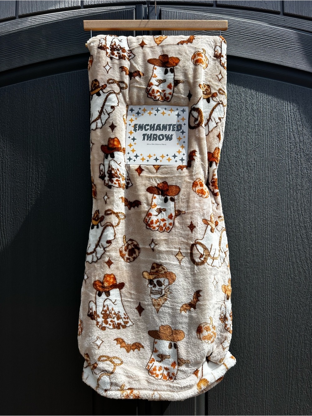 Western Ghost Cowboy Plush Throw Halloween Blanket NWT